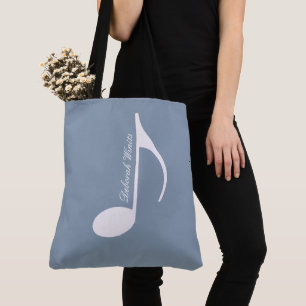 Personlig Big Musical Note på Dusty Blue Tygkasse