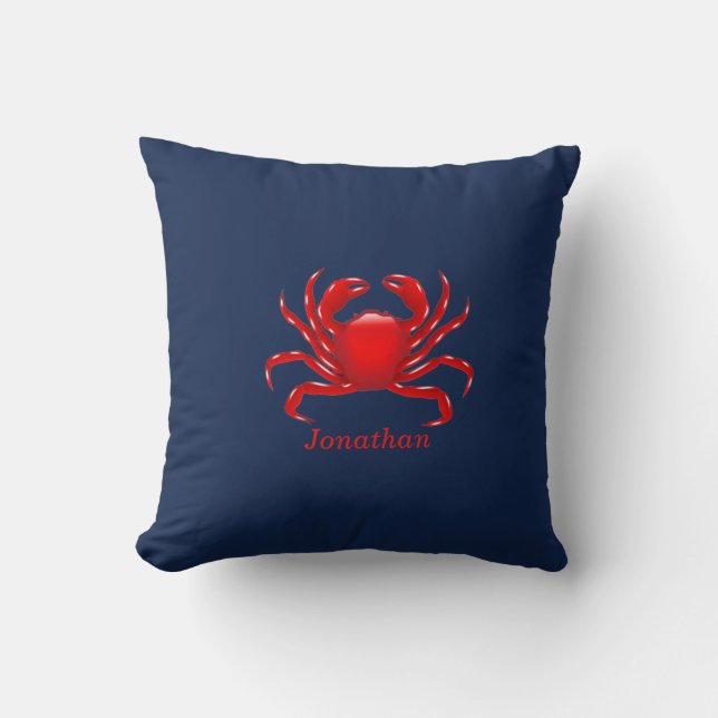 Personlig Big Red Crab Blue Kudde (Framsida)