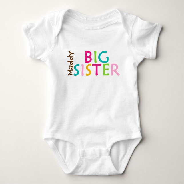 Personlig Big Sister Baby One Sie Body Kostym Tee Shirt (Framsida)