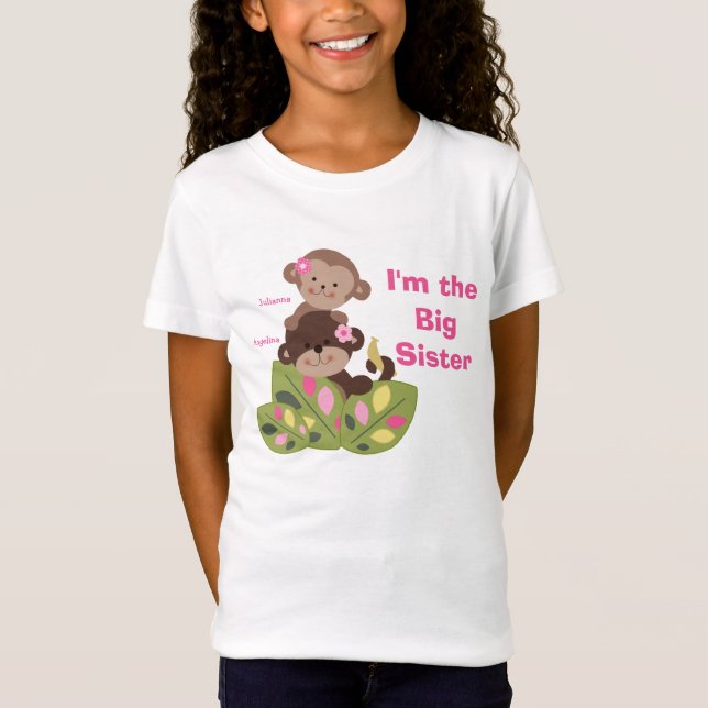 Personlig Big Sister Monkey Girls Kids Shirt Tröja (Framsida)