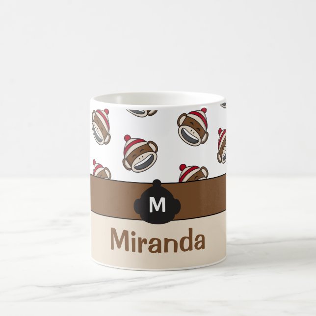 Personlig Big Smile Sock monkey Emoji Kaffemugg (Center)