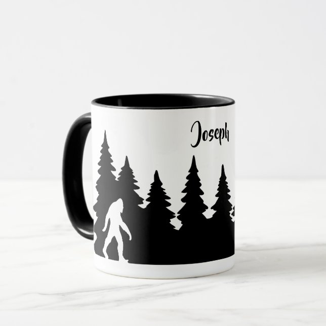 Personlig Bigfoot Sasquatch Siluett Skog Mugg (Framsida vänster)