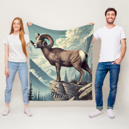 Personlig Bighorn Sheep på en utgröda från Rocky Fleecefilt