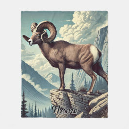 Personlig Bighorn Sheep på en utgröda från Rocky Fleecefilt