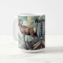 Personlig Bighorn Sheep på en utgröda från Rocky Kaffemugg