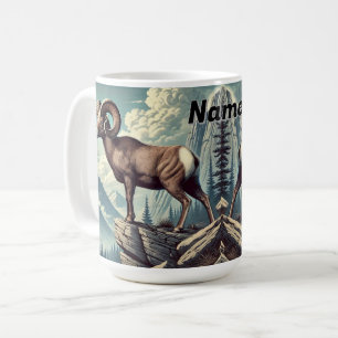 Personlig Bighorn Sheep på en utgröda från Rocky Kaffemugg