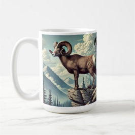 Personlig Bighorn Sheep på en utgröda från Rocky Kaffemugg