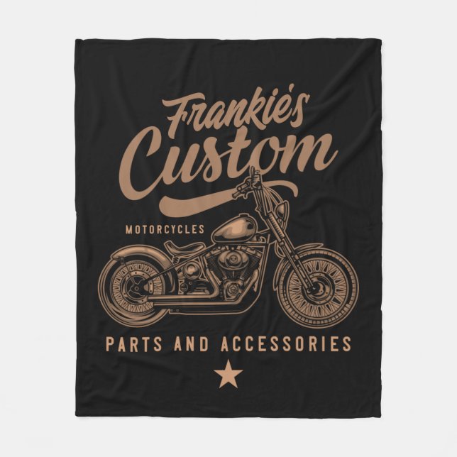 Personlig Biker Anpassningsbar Bobber Motorcle Gar Fleecefilt (Framsidan)