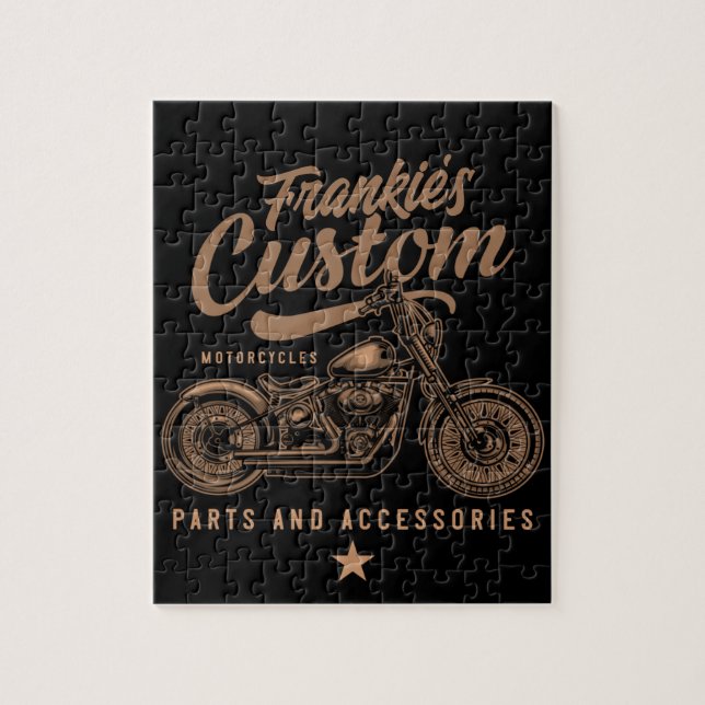 Personlig Biker Anpassningsbar Bobber Motorcle Gar Pussel (Vertikal)