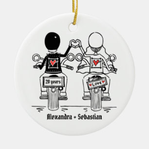 Personlig Biker Bröllop-årsdag Julgransprydnad Keramik