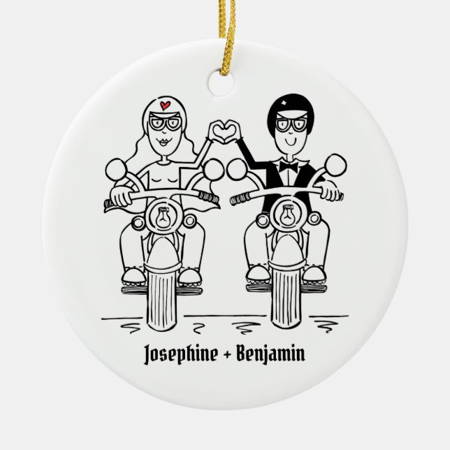 Personlig Biker Bröllop Gift Ceramic Dekoration (Framsidan)