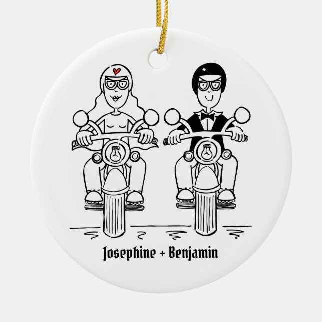 Personlig Biker Bröllop Gift Ceramic Dekoration (Framsidan)
