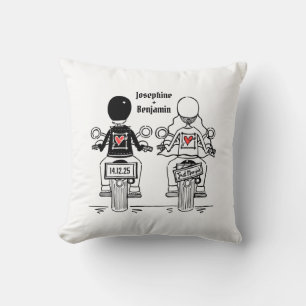 Personlig Biker Brud + Brudgum Bröllopsgåva Kudde