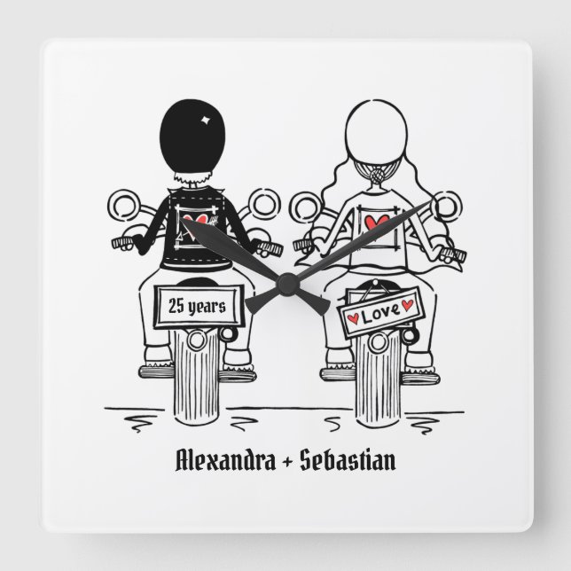 Personlig Biker - helgdag för motorcykel Fyrkantig Klocka (Framsida)