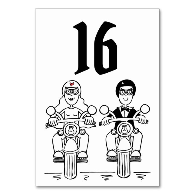 Personlig Biker Motorcle Bröllop Bordsnummer (Framsidan)