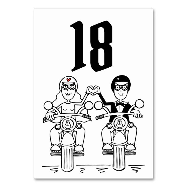 Personlig Biker Motorcle Bröllop Bordsnummer (Framsidan)
