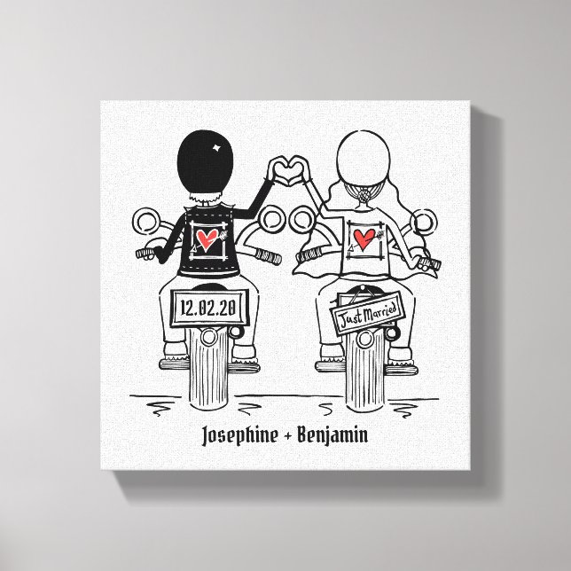 Personlig Biker Motorcle Bröllop Kanvastryck (Framsida)