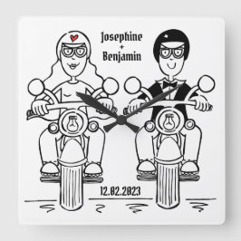 Personlig Biker motorcykel Bröllop akryl Fyrkantig Klocka