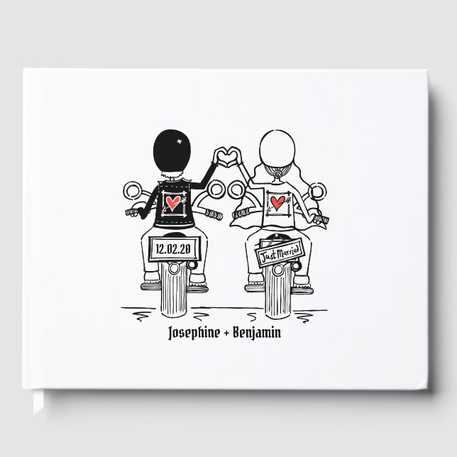 Personlig Biker Motorcykel Bröllop Gästböcker (Framsida)
