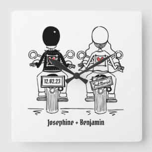 Personlig Biker motorcykel Bröllop Gift Square Fyrkantig Klocka