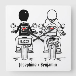 Personlig Biker motorcykel Bröllop Gift Square Fyrkantig Klocka