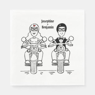 Personlig Biker Motorcykel Bröllop Papper Pappersservett