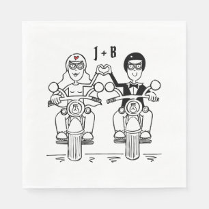 Personlig Biker Motorcykel Bröllop Papper Pappersservett
