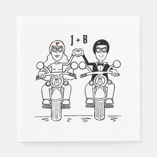 Personlig Biker Motorcykel Bröllop Papper Pappersservett (Framsidan)