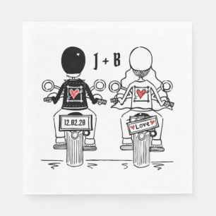 Personlig Biker Motorcykel Bröllop Papper Pappersservett