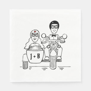 Personlig Biker Motorcykel Bröllop Papper Pappersservett