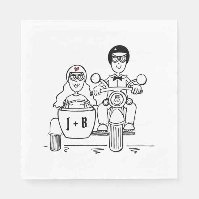 Personlig Biker Motorcykel Bröllop Papper Pappersservett (Framsidan)