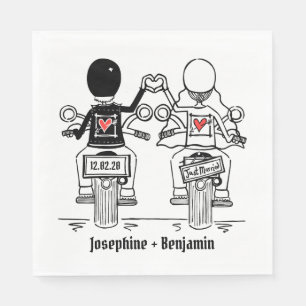 Personlig Biker Motorcykel Bröllop Pappersservett
