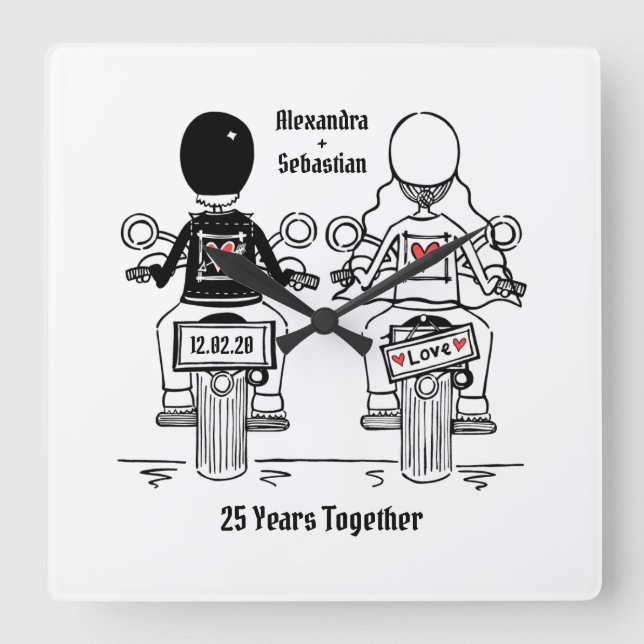 Personlig Biker motorcykeljubileumsgåva Fyrkantig Klocka (Framsida)