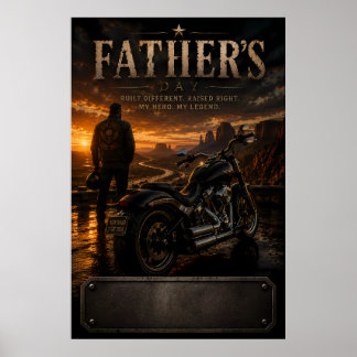 Personlig Biker Pappa Fars Dag Solnedgång Poster