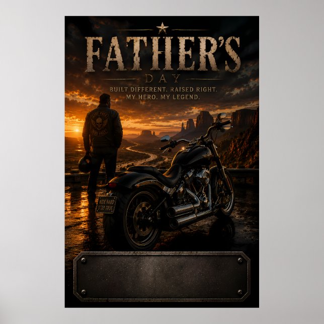 Personlig Biker Pappa Fars Dag Solnedgång Poster (Framsidan)