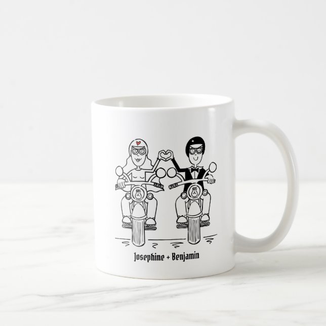 Personlig Biker par Bröllop Gift Ceramic Mugg (Höger)