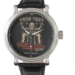 Personlig Biker Skeleton Motorcle Shop Garage Armbandsur