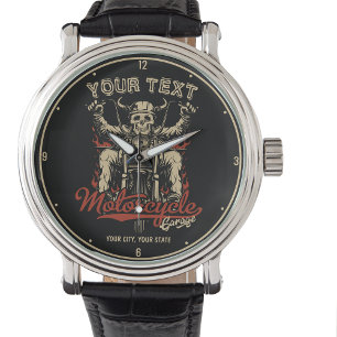 Personlig Biker Skeleton Motorcle Shop Garage Armbandsur
