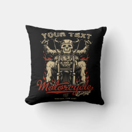 Personlig Biker Skeleton Motorcle Shop Garage Kudde