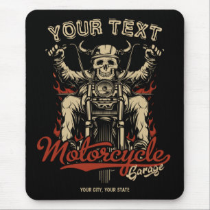 Personlig Biker Skeleton Motorcle Shop Garage Musmatta