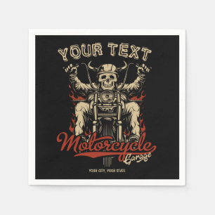 Personlig Biker Skeleton Motorcle Shop Garage Pappersservett