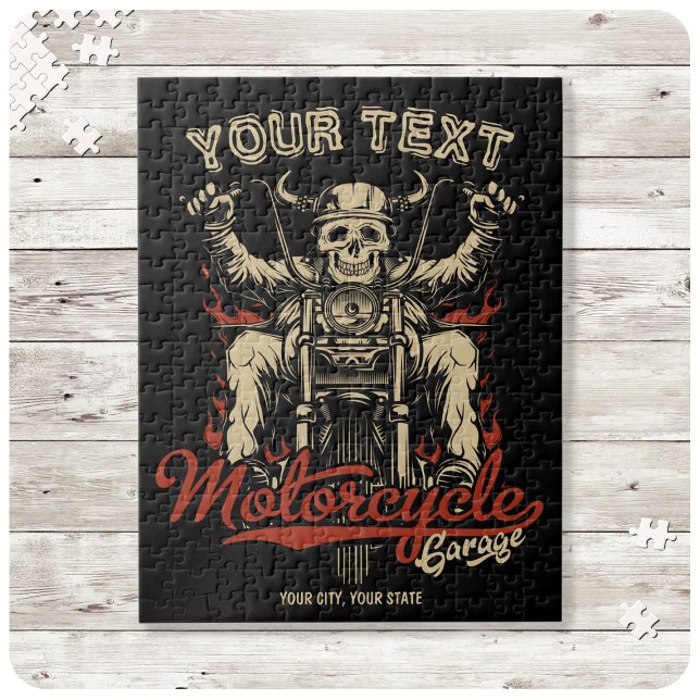 Personlig Biker Skeleton Motorcle Shop Garage Pussel (Skapare uppladdad)