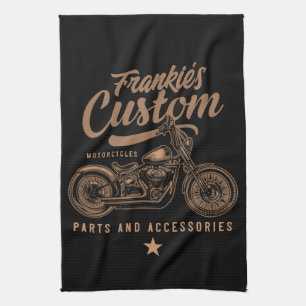 Personlig Bikers Anpassad Bobber Motorcykel Garage Kökshandduk