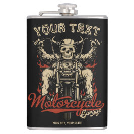 Personlig Bikerskelett Motorcykel Butik Garage Fickplunta
