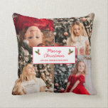 Personlig Bild Collage 8 Fotojul Kudde<br><div class="desc">Modern fotojul dekorativ kudde med en enkel design som innehåller en fotokollage av dina 8 favoriter bilder, fyra på framsidan och fyra på baksidan. Square bilder fungerar bäst. I mitten står hälsning "God jul" tillsammans med ditt namn och år i rött över en vit bakgrund. Den här personligen är helgdag...</div>