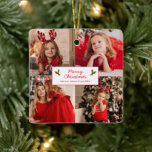 Personlig Bild Collage Photo jul Julgransprydnad Keramik<br><div class="desc">Modern fotojulprydnad med en enkel design med en fotokollage av dina 8 favoriter bilder, fyra framtill och fyra baktill. Square bilder fungerar bäst. I mitten står hälsning "God jul" tillsammans med ditt namn och år i rött över en vit bakgrund. Den här personlig helgdag är en underbar gåva till mor-...</div>
