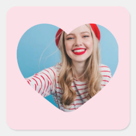 personlig bild-dekal hjärta fyrkantigt klistermärke