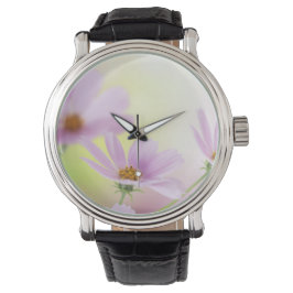 Personlig bild och rosa blomma akvarell armbandsur