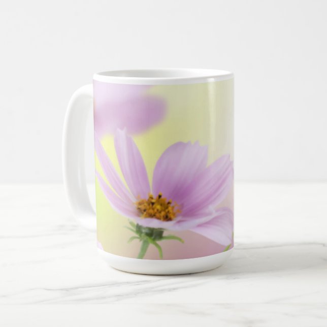 Personlig bild och rosa blomma akvarell kaffemugg (Framsida vänster)