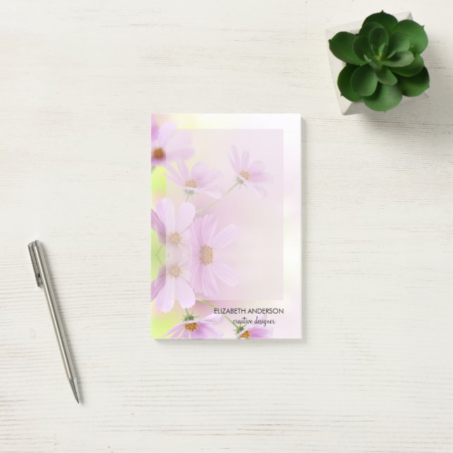 Personlig bild och rosa blomma akvarell post-it block (Kontor)
